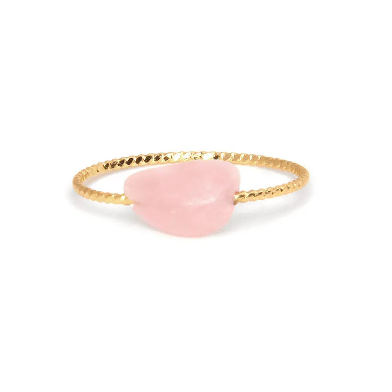 Geometric women's ring with coloured agate stone centrepiece in silver tone metal setting