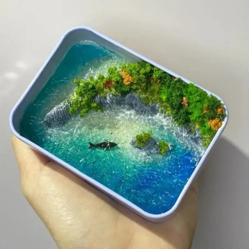 DIY bamboo marine landscape handmade model ornament with whale motifs