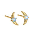 925 silver geometric earrings with electroplated gold finish and blue stone