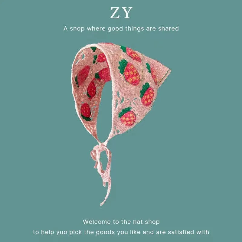 Cotton triangular headscarf with floral pattern in multiple colour options