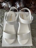 Women's beige peep toe ankle-strap buckle platform sandals with fish mouth toe design