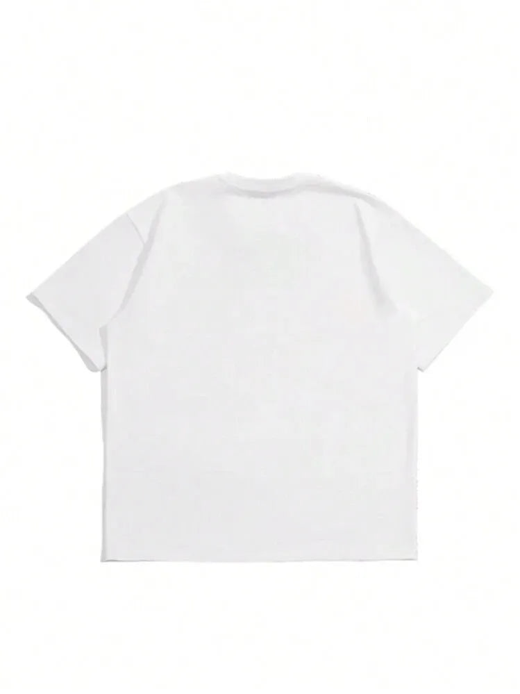 Men's pure cotton Japanese retro style short sleeve T-shirt in solid colours on a size chart