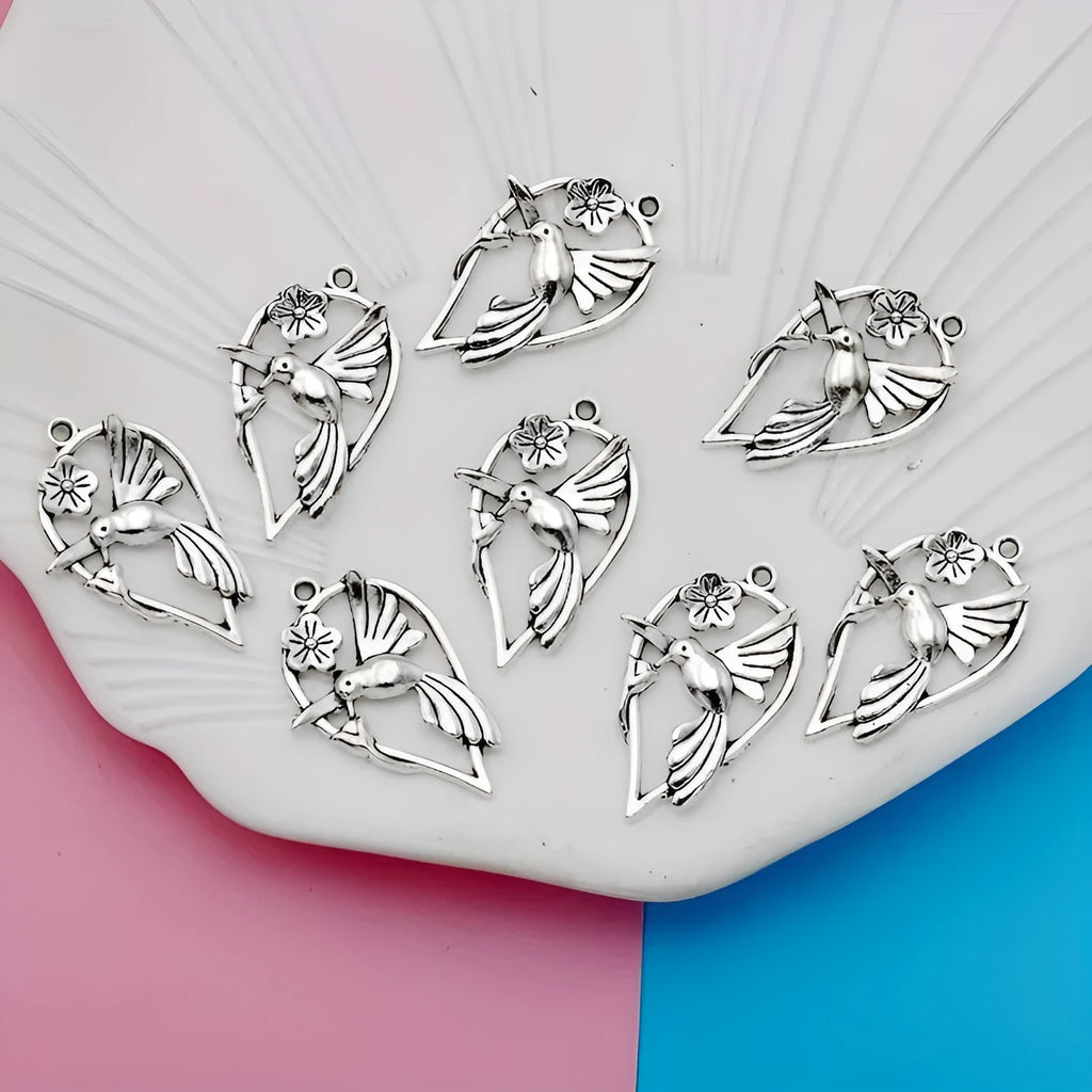 Alloy flying cuckoo bird pendant charm with electroplated finish for DIY jewellery making
