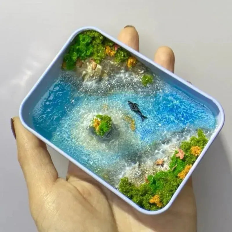 DIY bamboo marine landscape handmade model ornament with whale motifs