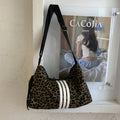 Large capacity leopard print cloth messenger bag with cross-body strap