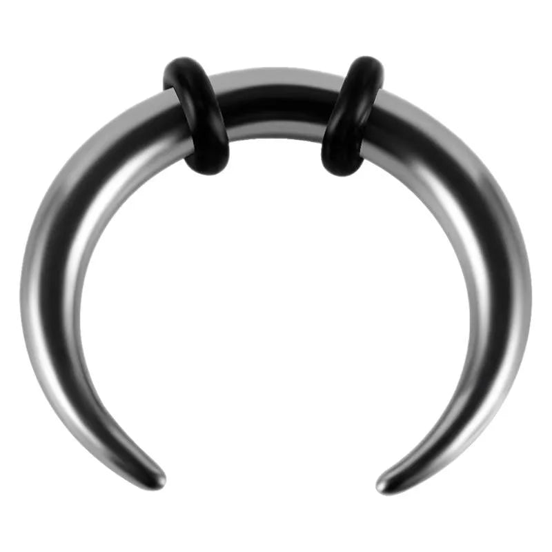 316 stainless steel C-shaped nose ring with buffalo horn style in black and steel colour options.