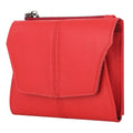 Cowhide genuine leather multifunctional coin purse wallet in retro style with stitching details.