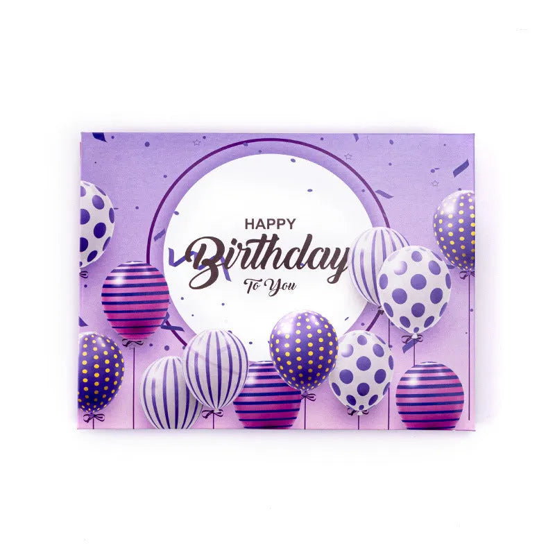 Open 3D pop-up birthday card with cake design, light, and Chinese ink style artwork.