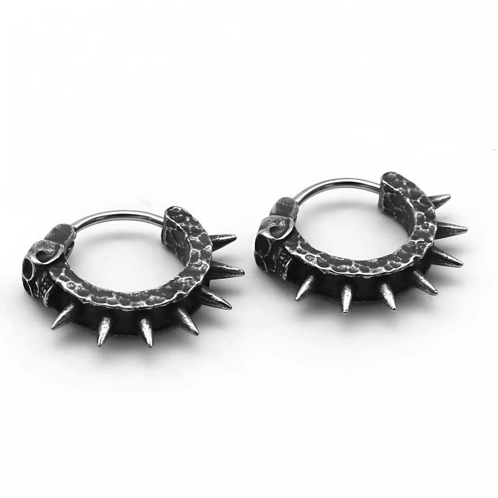Alloy geometric motorcycle earrings with copper plastic accents in retro black