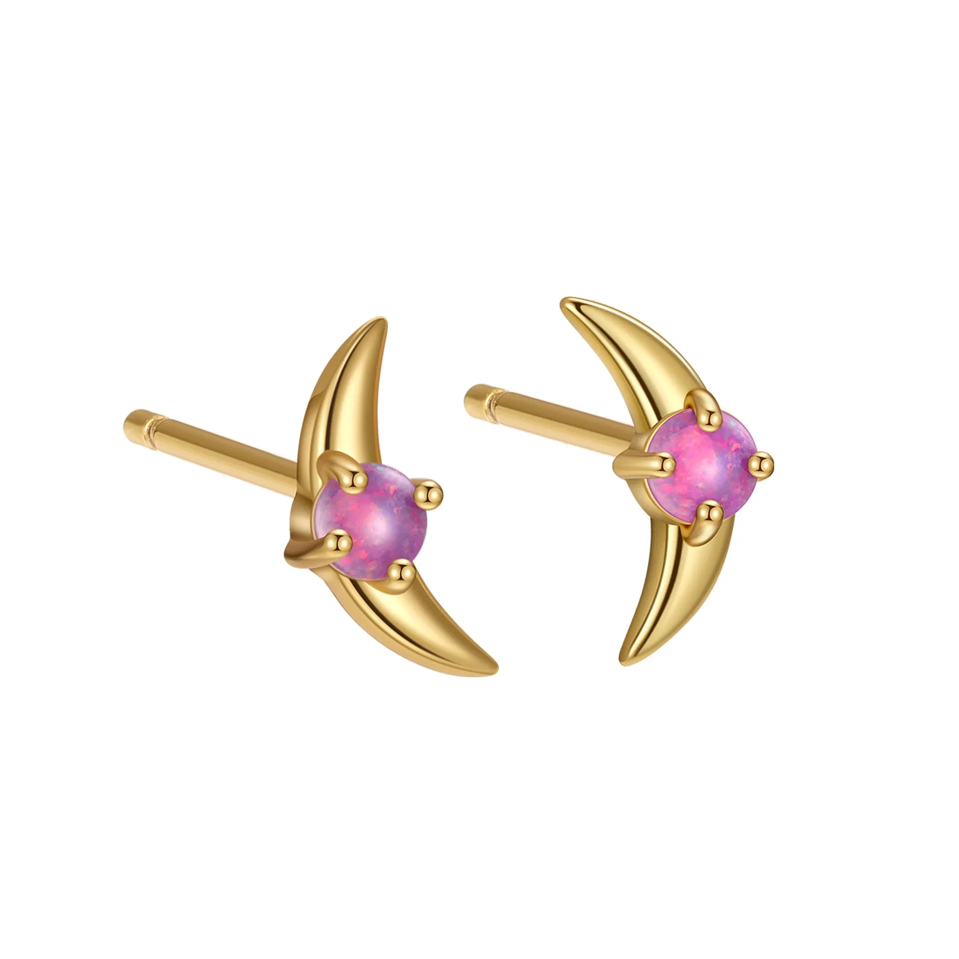 925 silver geometric earrings with electroplated gold finish and blue stone
