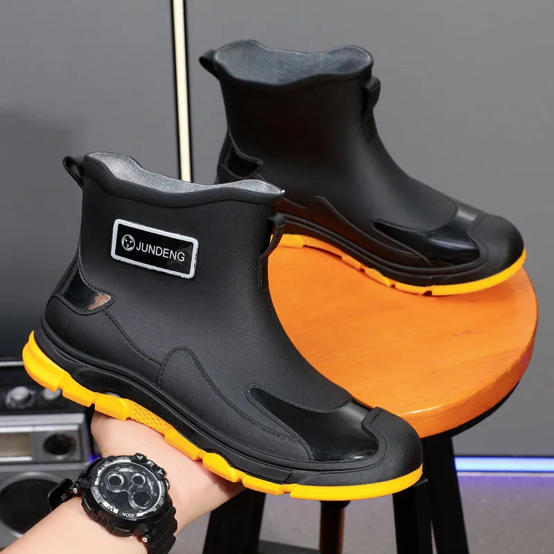 Adult short tube waterproof wading boots in a minimalist style with a non-slip sole.