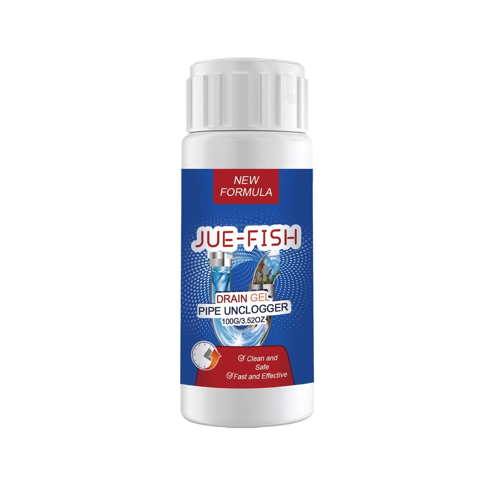 100g pipe dredge agent bottle for kitchen and bathroom sewer pipes measuring 11 x 4.3 x 4.3 cm