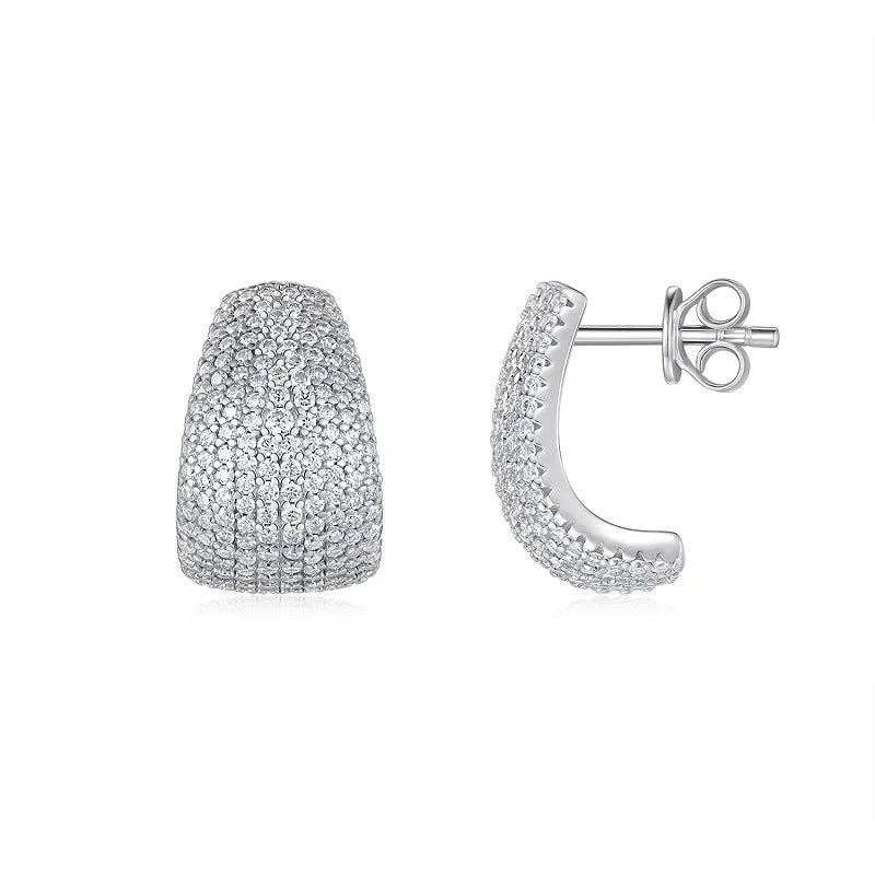 S925 sterling silver geometric commuter ear studs with moissanite options