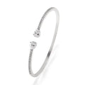 Copper bracelet with inlaid zircon stones in a simple design, shown in white and blue colour options.