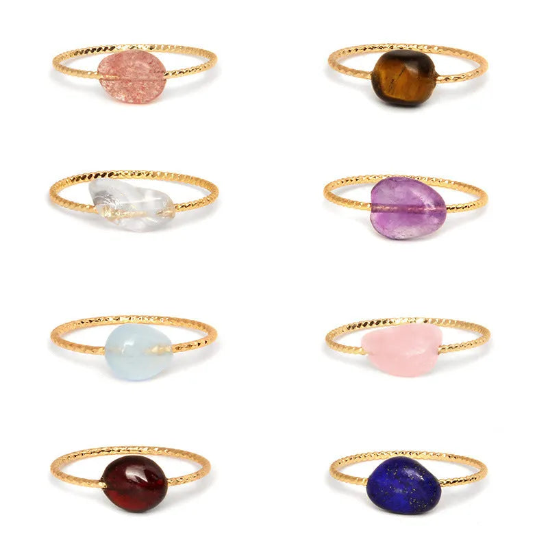 Geometric women's ring with coloured agate stone centrepiece in silver tone metal setting