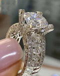 Geometric women's alloy ring with electroplated gold or white silver finish