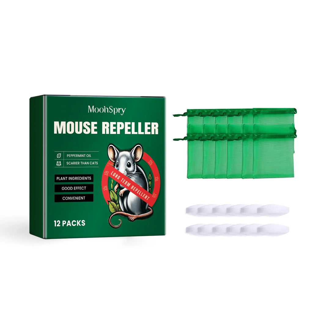 60ml bottle of natural rat repellent spray with essential oils for home, car and outdoor use.