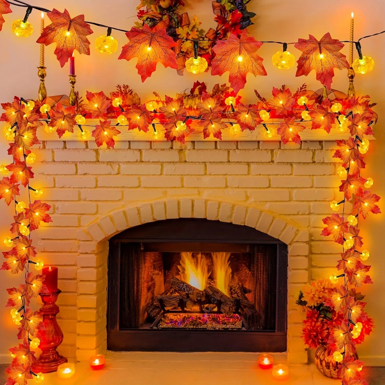 Picture of USB powered plastic string lights in autumn decoration colour finish
