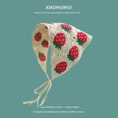 Cotton triangular headscarf with floral pattern in multiple colour options