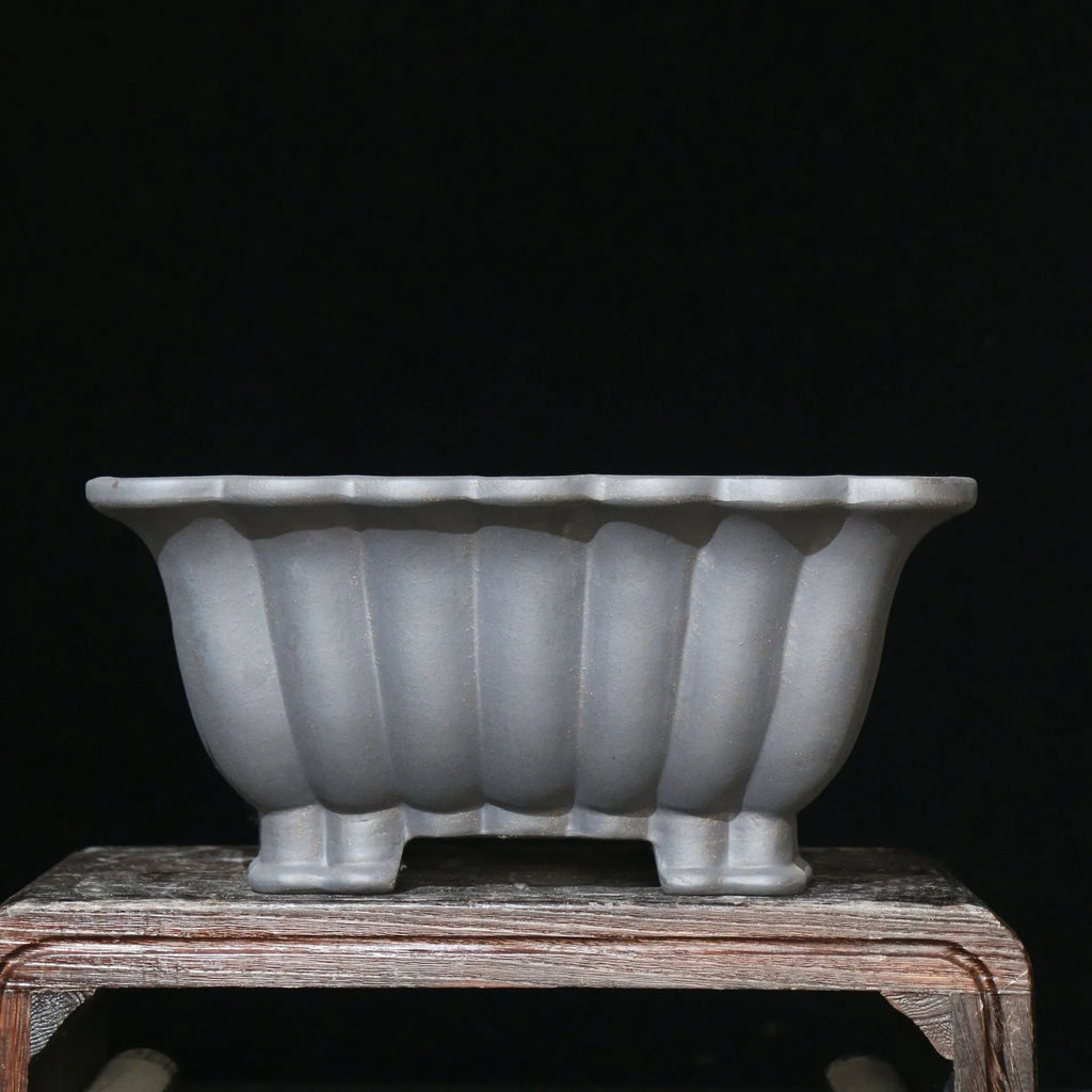 Purple sand ceramic square bonsai pot with 37cm inner diameter for desktop plants