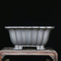 Purple sand ceramic square bonsai pot with 37cm inner diameter for desktop plants