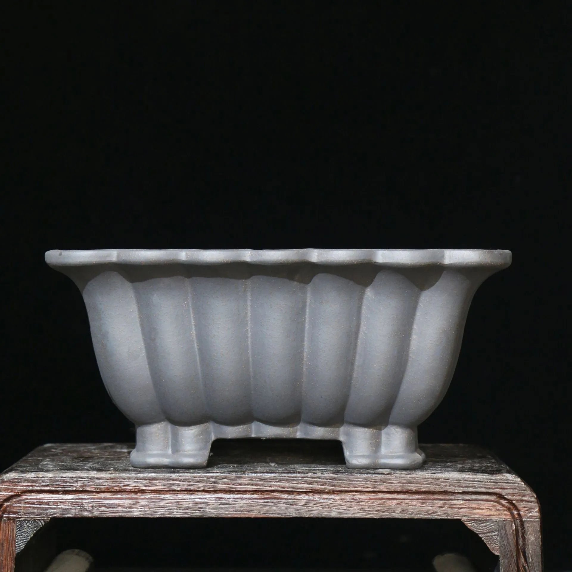 Purple sand ceramic square bonsai pot with 37cm inner diameter for desktop plants