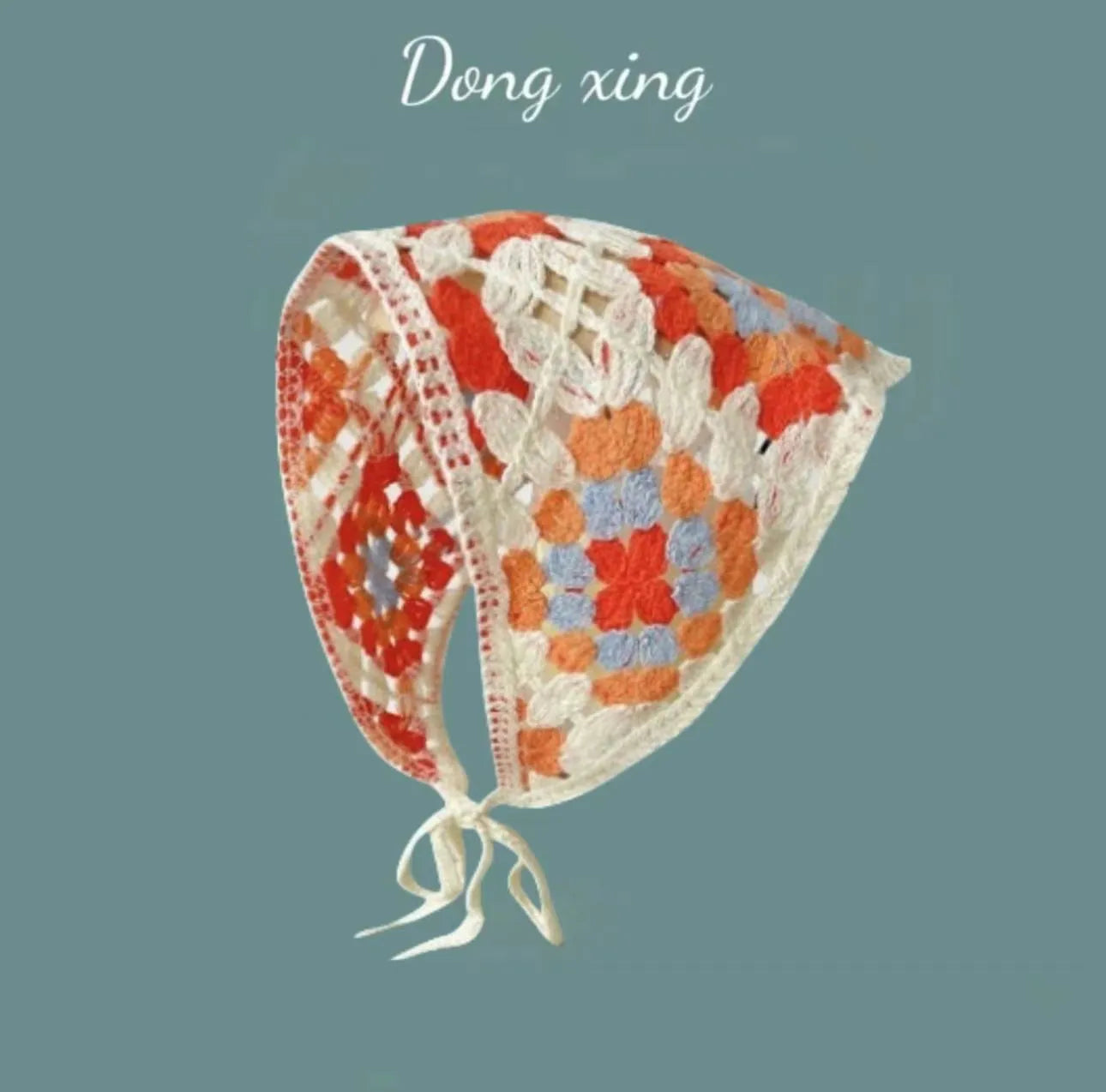 Cotton triangular headscarf with floral pattern in multiple colour options