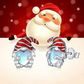 Women's white gold coloured Santa Claus heart earrings with electroplated finish on copper