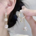 Silver balloon confession tassel earrings with rhinestone ball and drop shape design