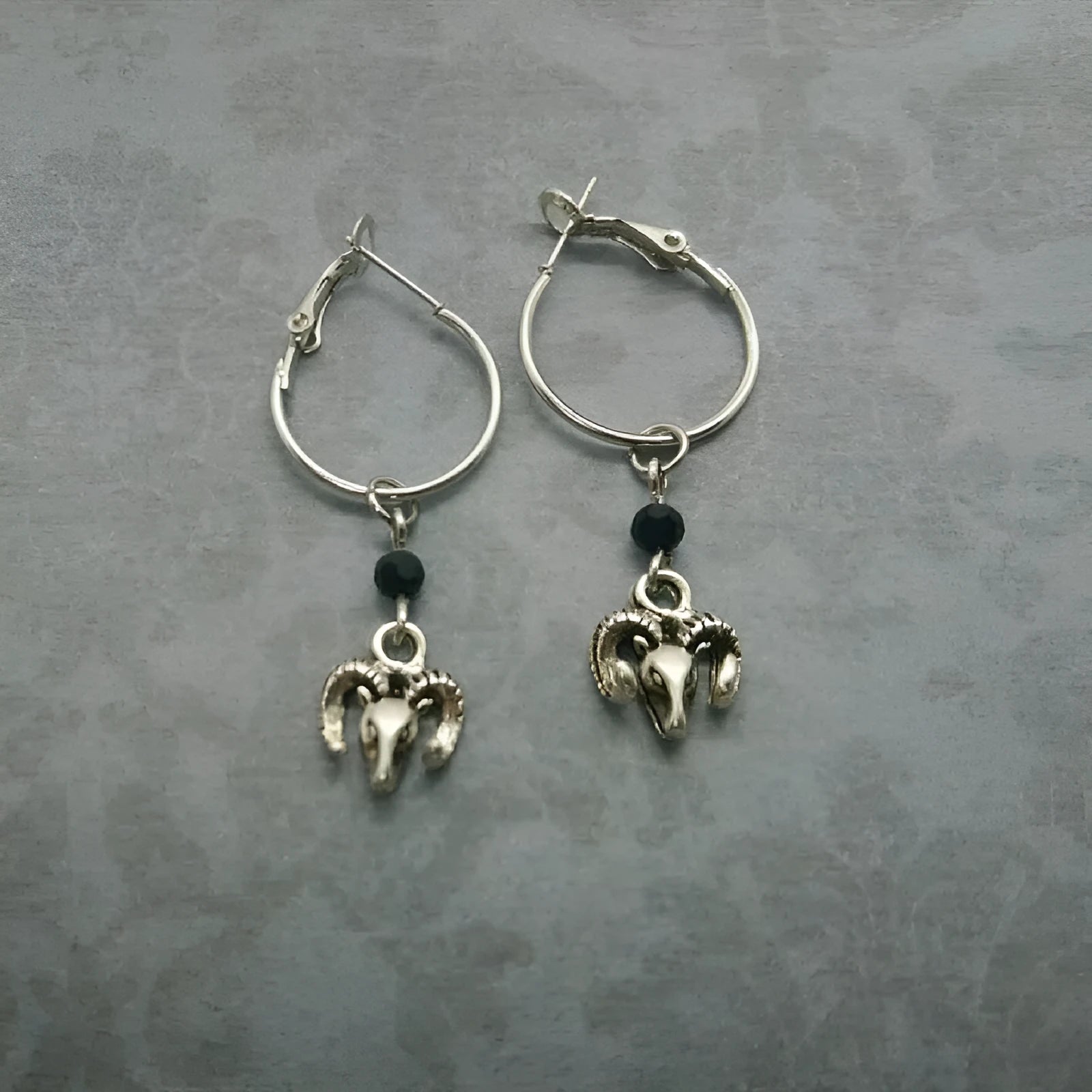 Silver-colour round earrings with Tibetan antelope design for women