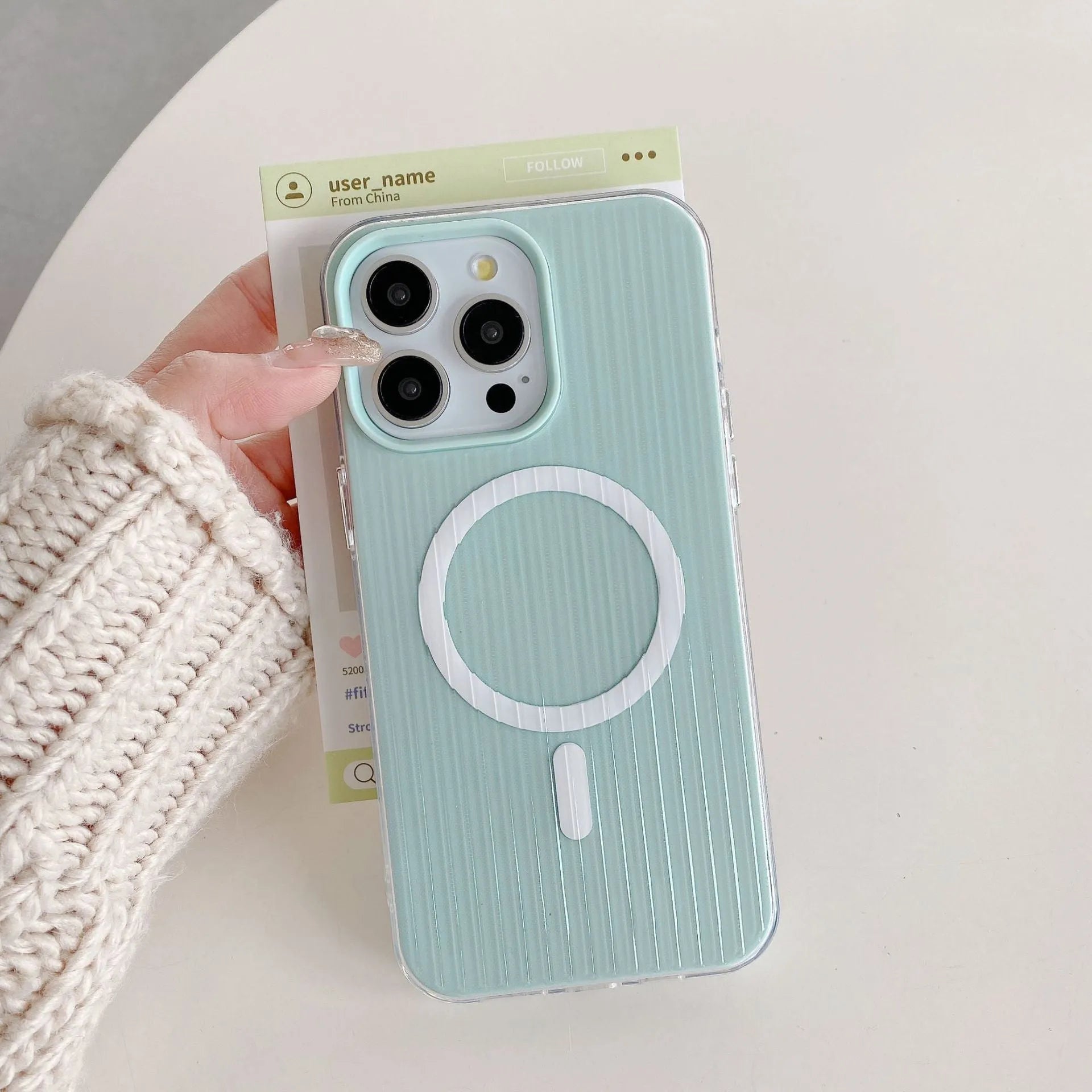 Magnetic suction TPU phone case in solid colour for iPhone, with corrugated shell and drop protection