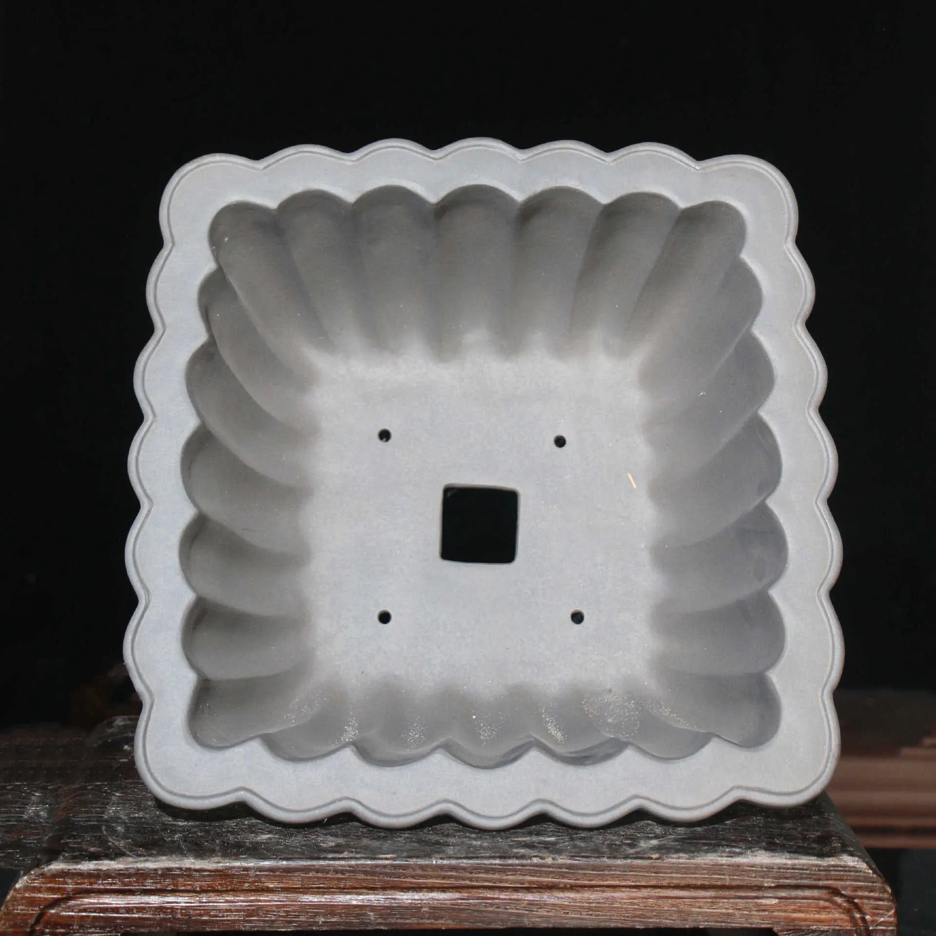 Purple sand ceramic square bonsai pot with 37cm inner diameter for desktop plants