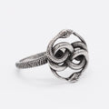 Titanium steel double snake ring with retro styling and steel colour finish