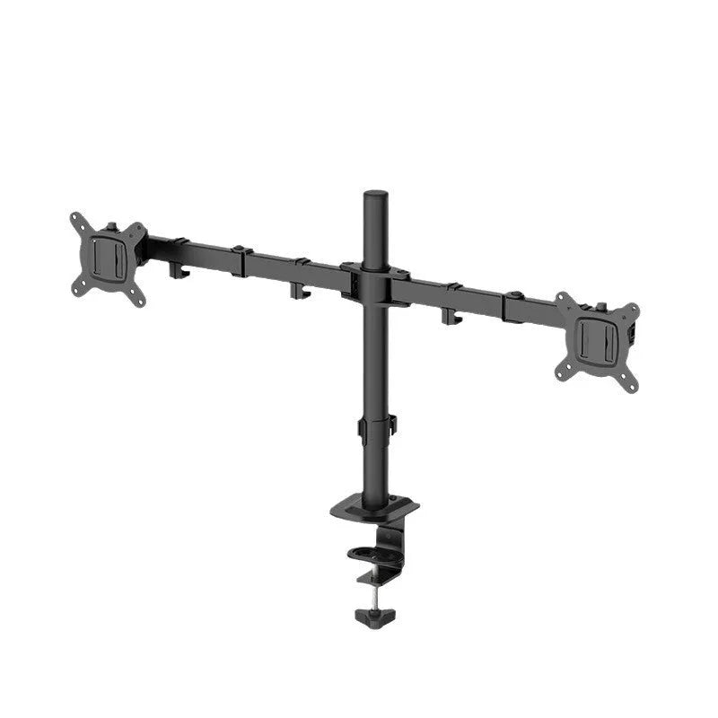 Silver metal lifting and rotating VESA monitor bracket for 13 to 32 inch screens.
