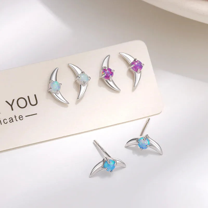 925 silver geometric earrings with electroplated gold finish and blue stone
