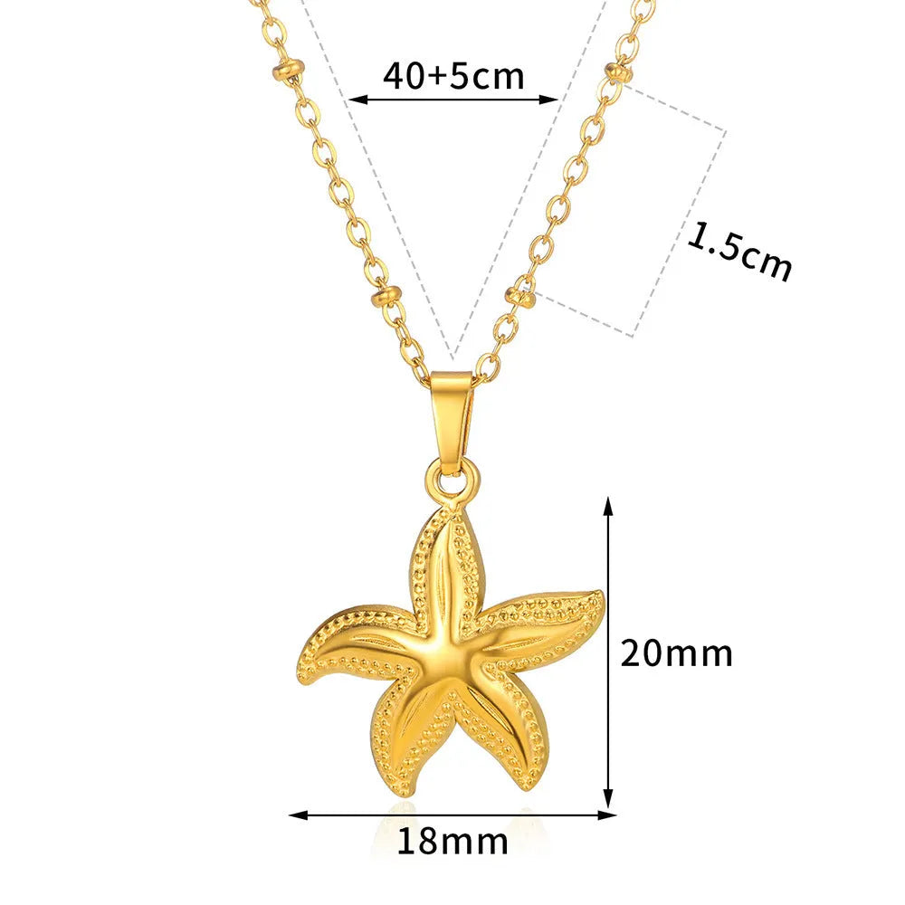 Stainless steel shell necklace with 18K electroplated finish in unisex European American style