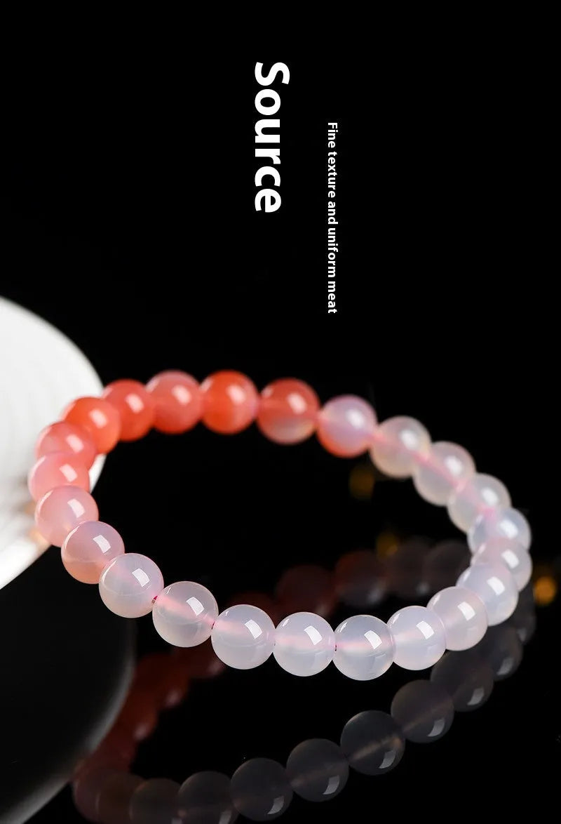 Natural Gradient Yanyuan Agate Bracelet showing geometric beads in a soft gradient salt source colour.