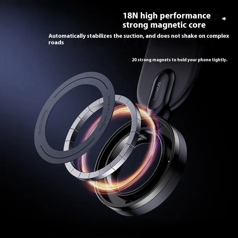 Magnetic car phone holder with 15W wireless charging in ordinary hollow style