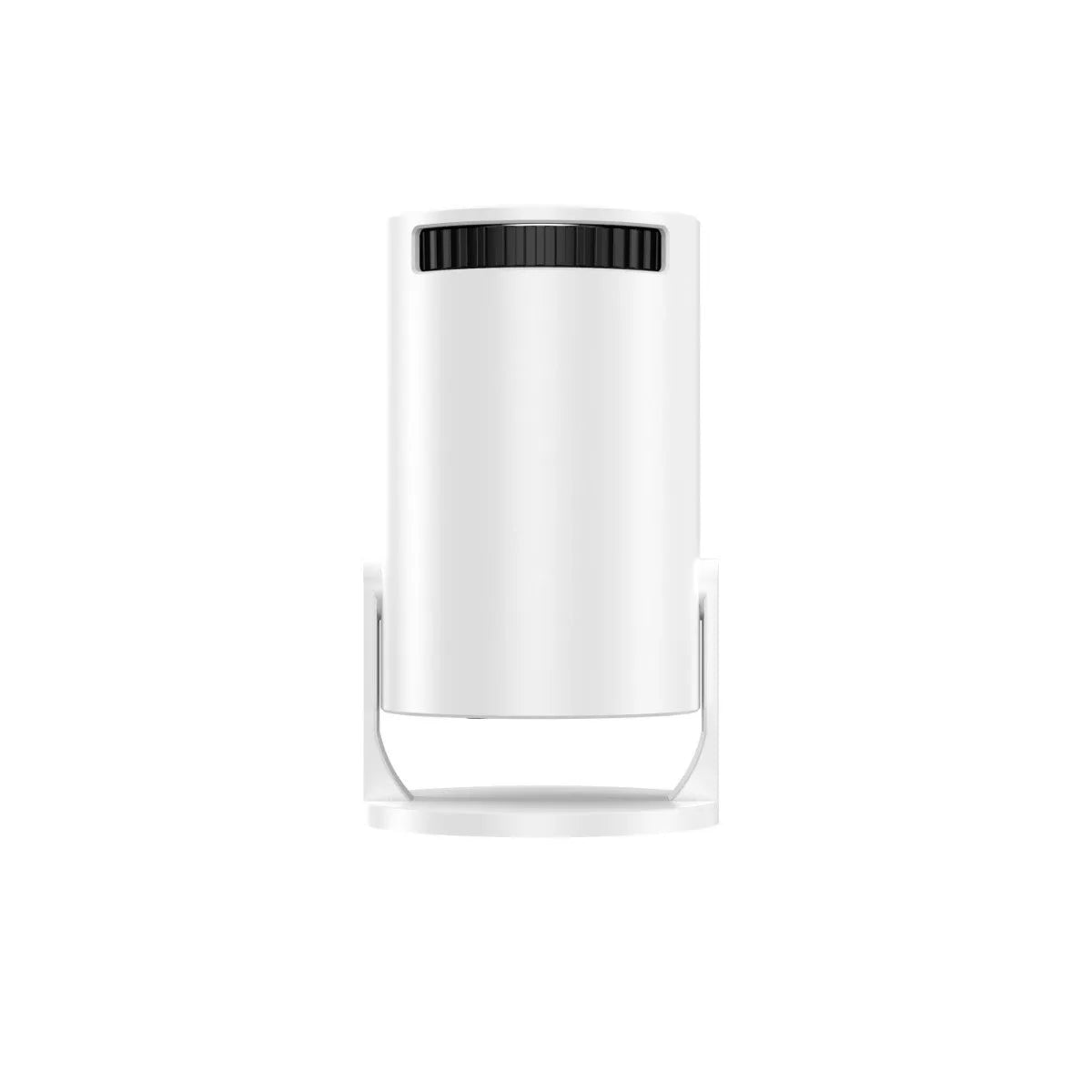 White mini wireless HD portable projector showing front projection lens and wireless connectivity capability