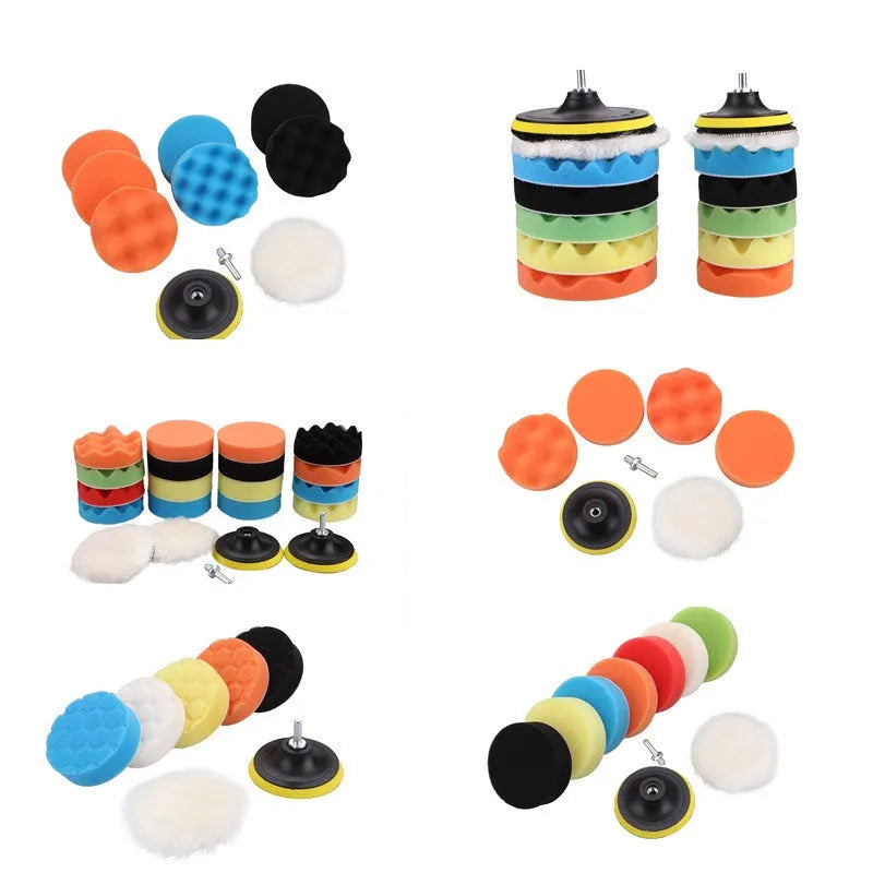 3 inch 80mm polishing sponge set with suction cup, sponge ball, and wool ball for furniture and car polishing