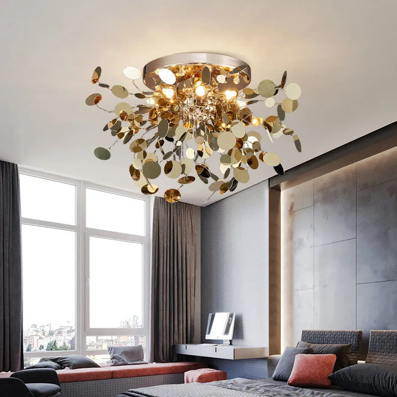 Stainless steel blade chandelier with eight G9 lights, model 8055C-8L, in D380 H450 size, for living room lighting