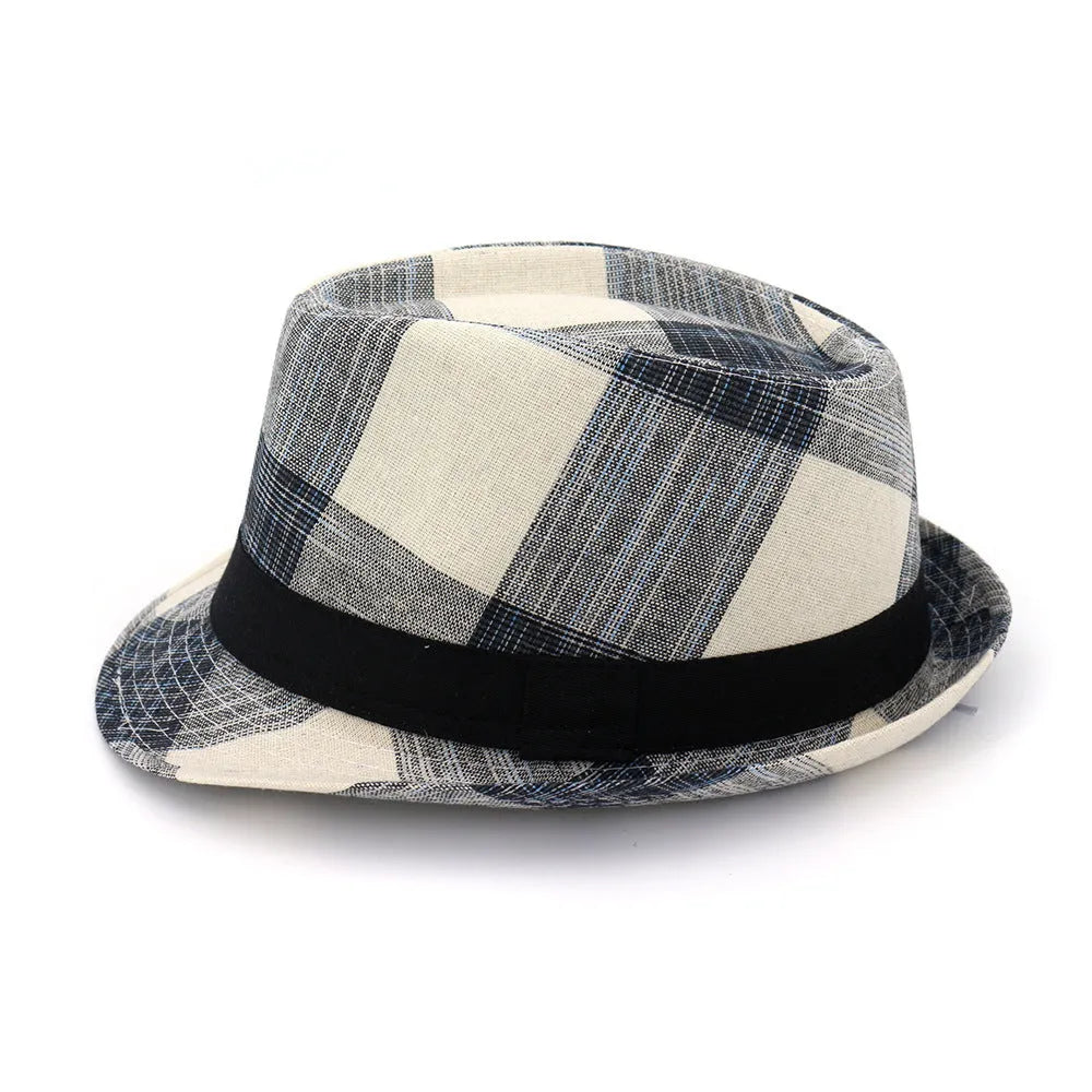 Blue polyester sun hat with bell-shaped crown and 4.5cm brim for outdoor sun protection