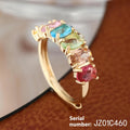 Women's gold-colour adjustable ring with zircon stones on a simple retro-style band.