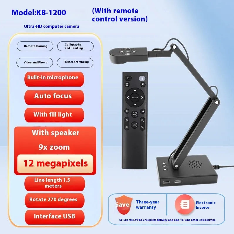 Auto focus USB webcam with microphone for computer video calls and live streaming.