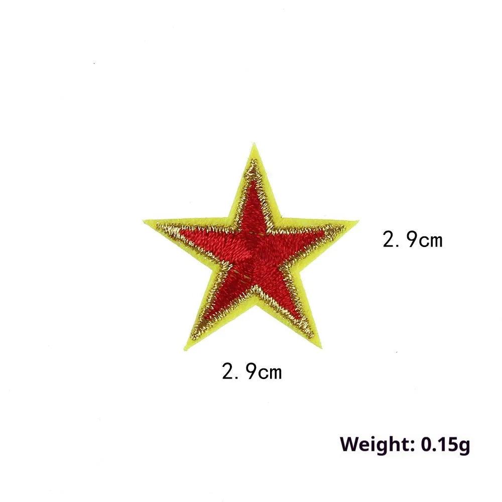 Colourful five-pointed star cloth embroidery stickers for DIY fabric decoration