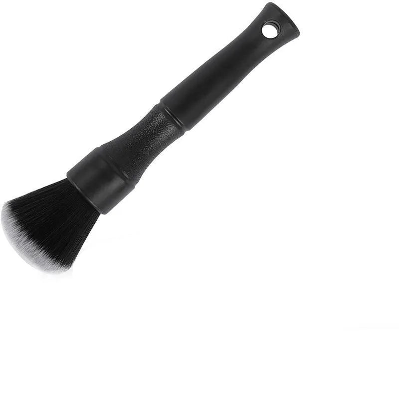 Black car detailing brush with super soft pig hair bristles and polypropylene handle for interior cleaning
