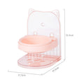 Grey cat feeding bowl with anti-spill neck guard, adjustable height, and removable cage attachment