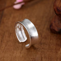 Adjustable open ring with geometric shape in frosted sterling silver with electroplated finish