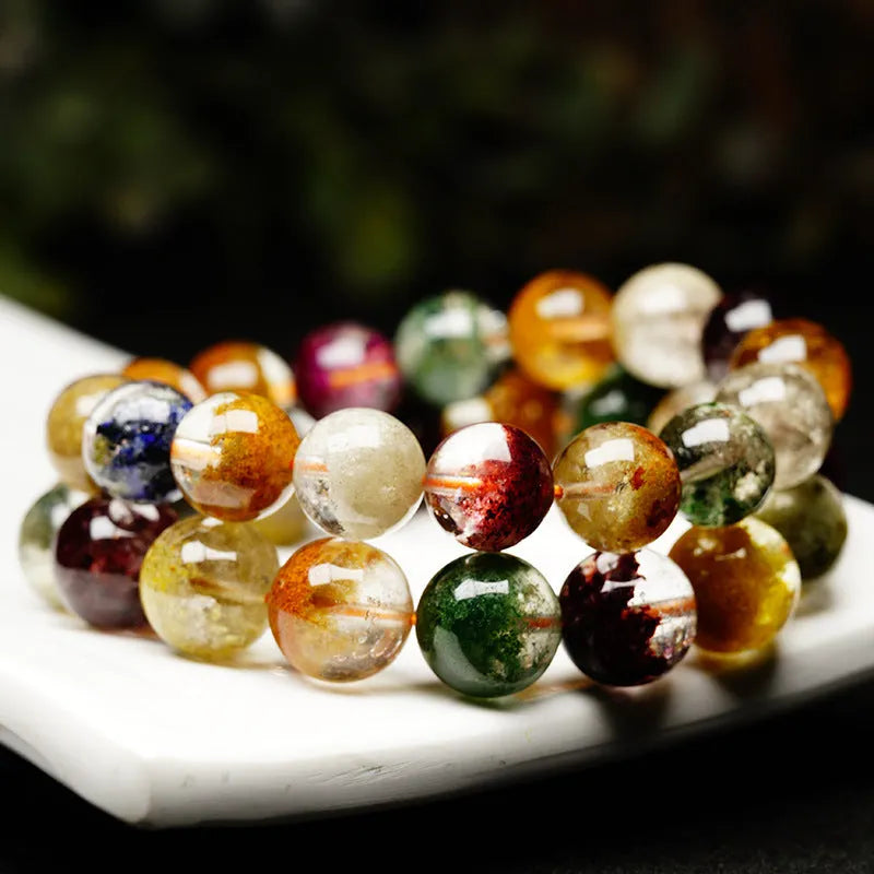 Colourful crystal bracelet with ghost cornucopia design in ethnic retro style.