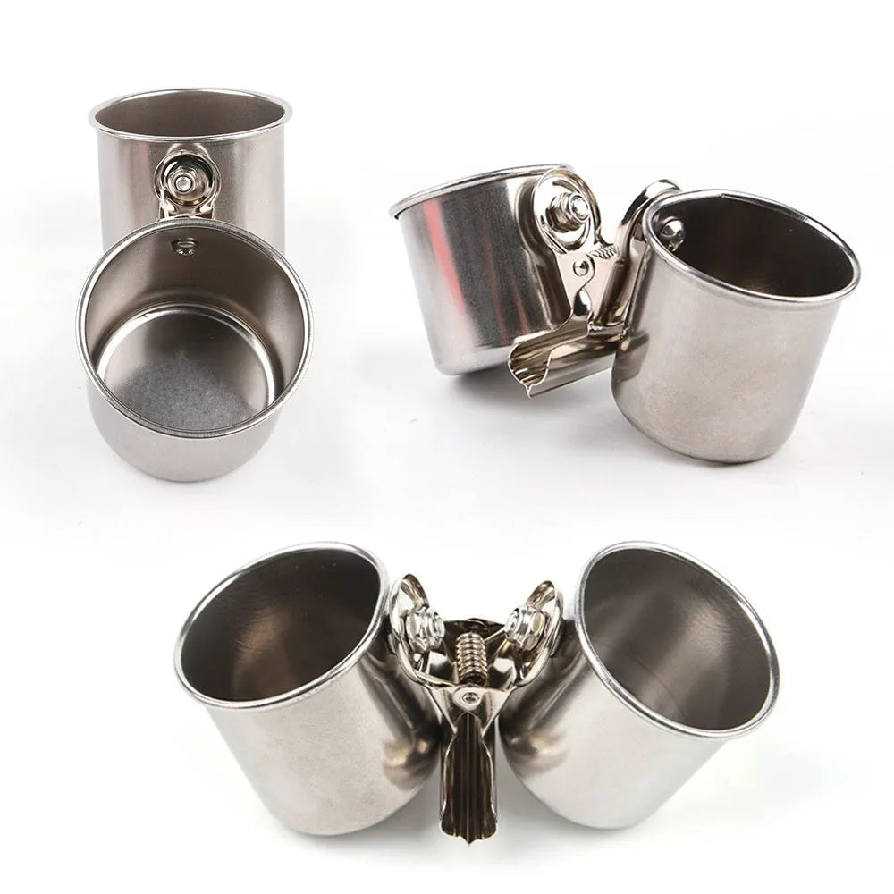 Stainless steel birdcage feeder in natural metallic finish for outdoor use.